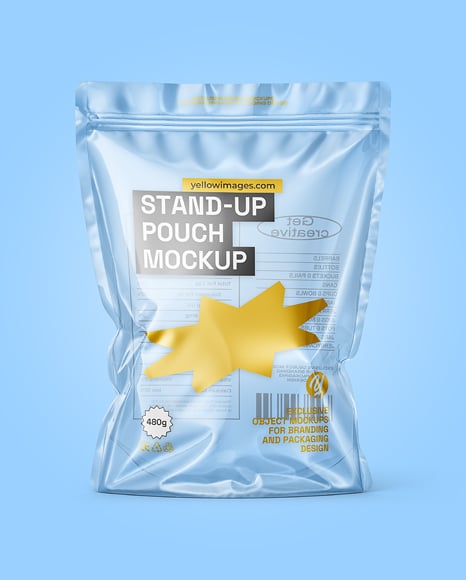 Transparent Clear Plastic Stand-Up Pouch Mockup