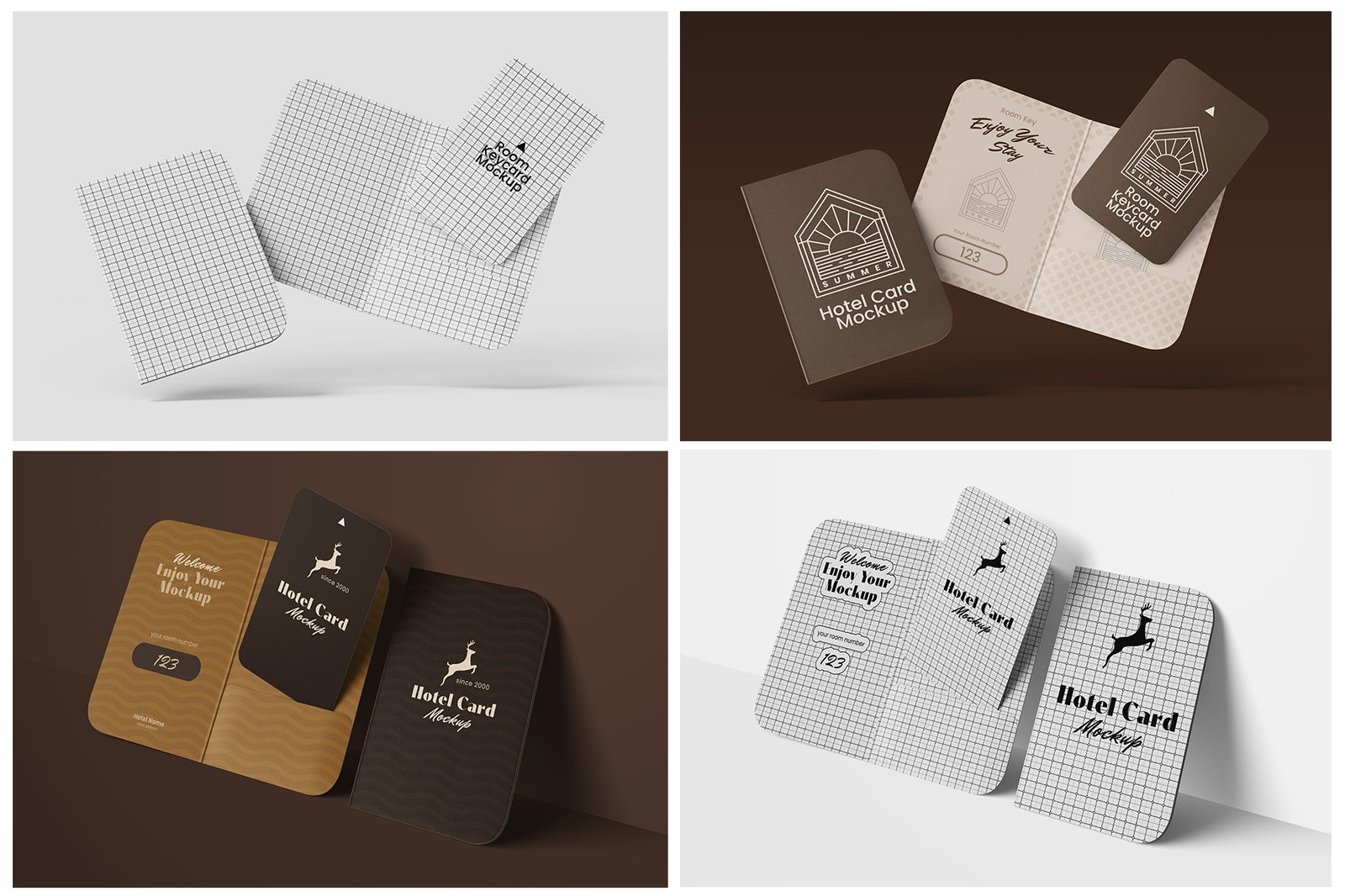 Hotel Room Key Card PSD Mockup Set