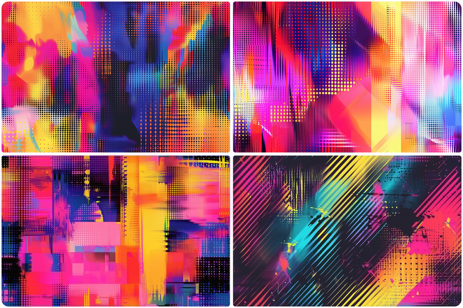20 Vibrant Halftone Glitch Backgrounds