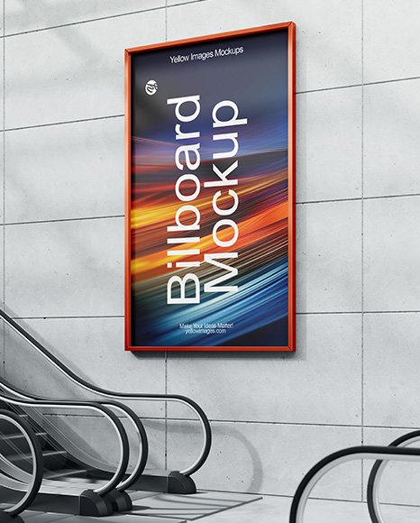 Vertical Billboard on a Wall Mockup