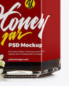 Hexagonal Glass Jar with Buckwheat Honey Mockup