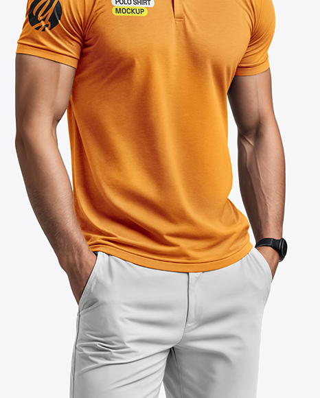 A Man Wearing a Polo Shirt and Pants Mockup