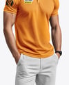 A Man Wearing a Polo Shirt and Pants Mockup