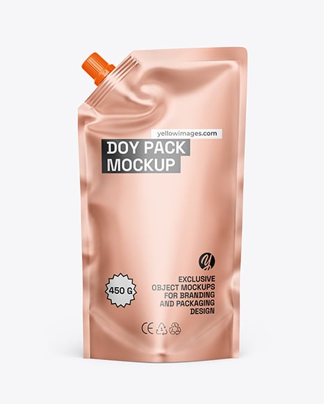 Matte Metallic Doy Pack Mockup - Metal keychain mockup