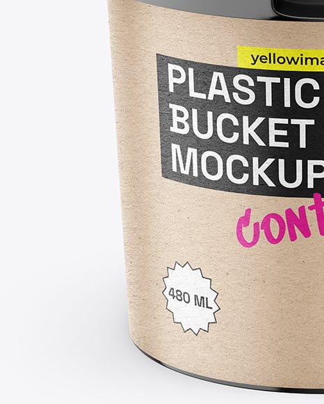 Glossy Plastic Bucket with Handle Mockup