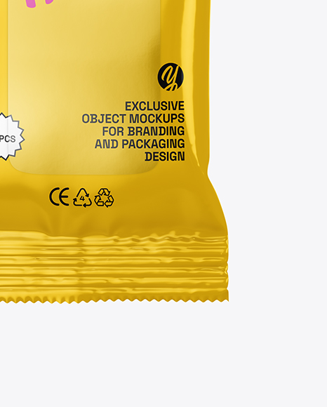 Glossy Wet Wipes Pack Mockup