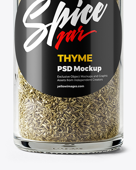 Glass Spice Jar with Dried Thyme Mockup