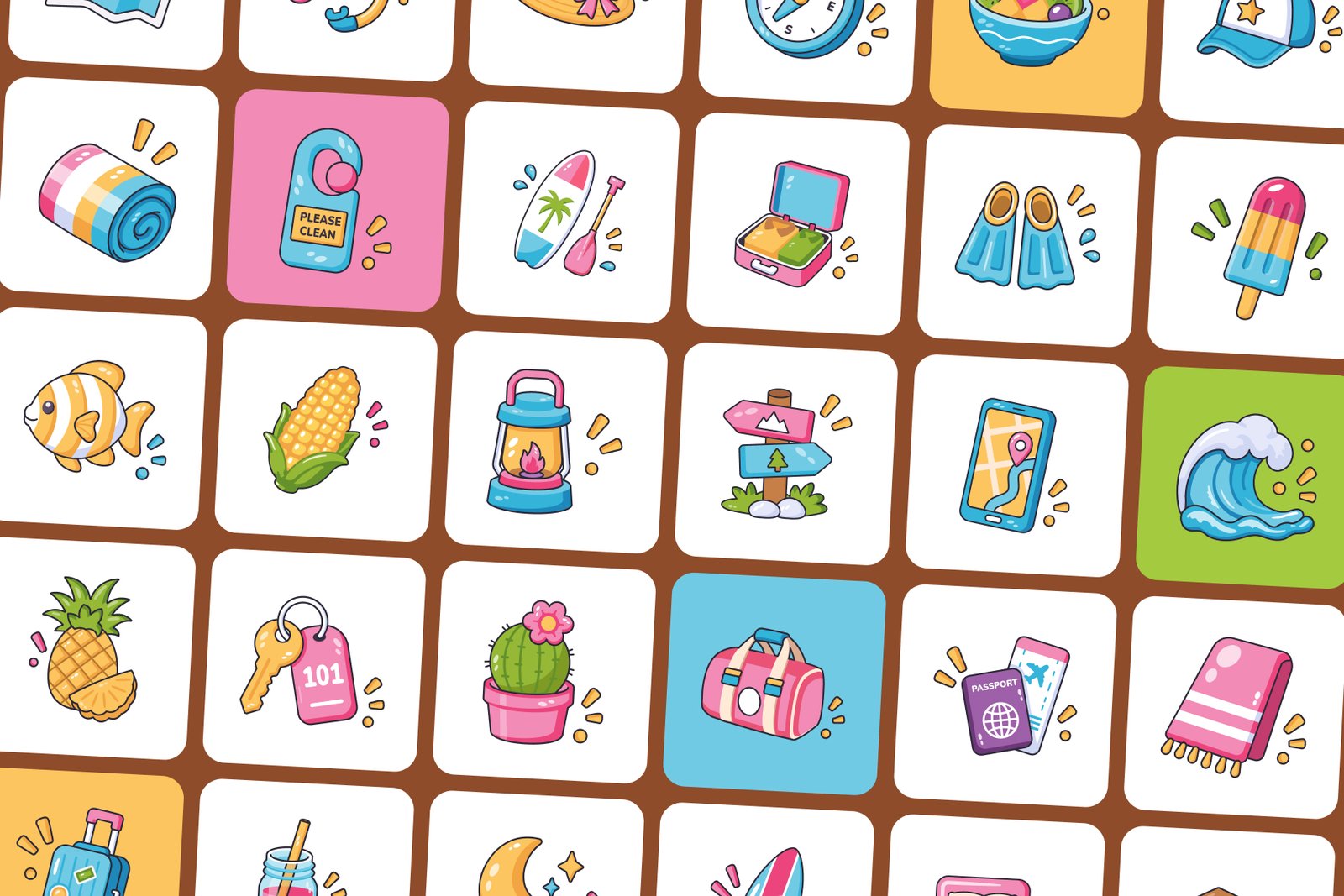 150 Summer Flat Icons Bundle