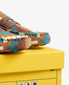 Pair of Suede Moccasins with Shoe Box Mockup