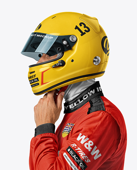 Man Wearing Racing Kit Mockup