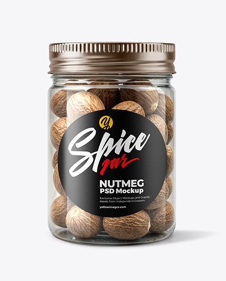 Plastic Jar with Whole Nutmeg Mockup - Realistic mockups