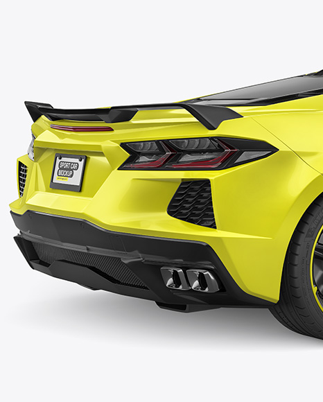 Sport Car Mockup - Back Half Side View