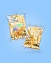 Clear Plastic Snack Bags with Corn Chips Mockup