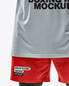 Black Man Wearing Boxing Sleeveless Hooded Shirt and Shorts Mockup