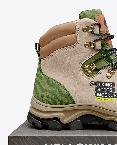 Hiking Boot on Shoe Box Mockup