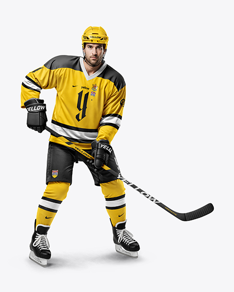 Man Wearing Full Ice Hockey Kit Mockup