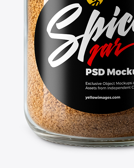 Clear Glass Jar with Ground Nutmeg Mockup