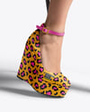 Woman Wearing Dress and Wedge Heels Mockup