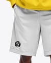 Black Man Wearing Hoodie and Shorts Mockup