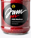 Clear Glass Jar with Raspberry Jam Mockup