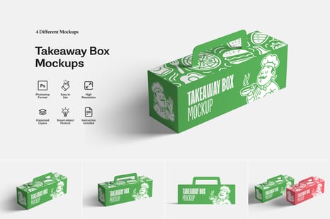 Takeaway Box Mockups - Graphic Design Assets
