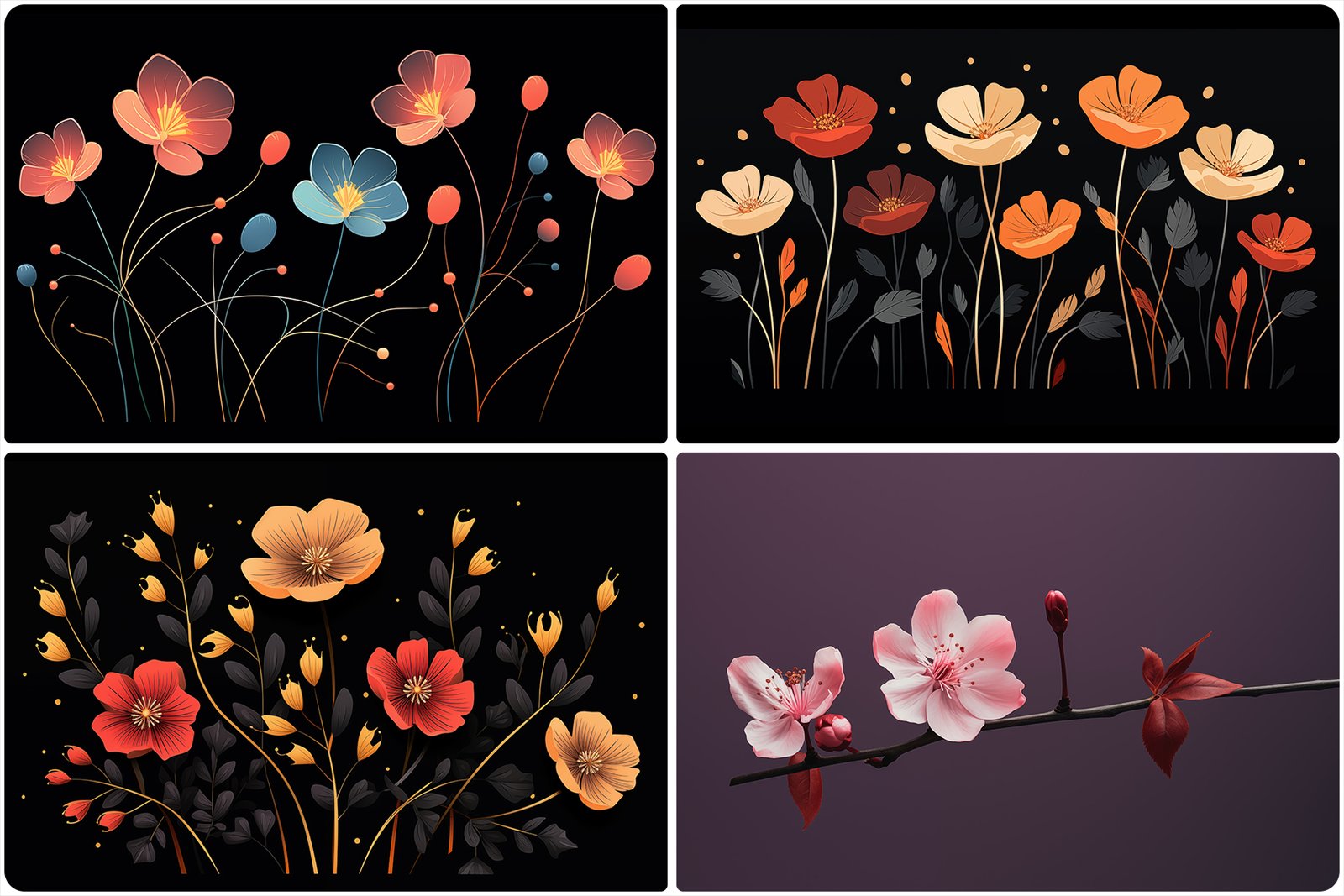 120 Flowers Poster Illustration Backgrounds