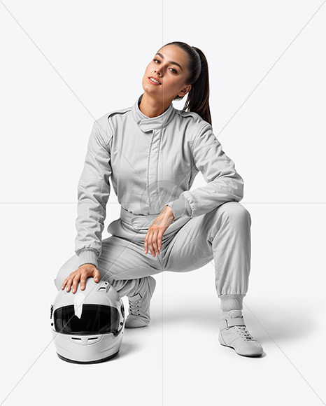 Woman Wearing Full Racing Kit Mockup