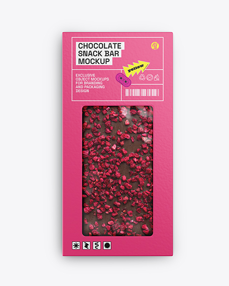 Milk Chocolate Bar with Raspberry Slices Mockup