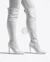 Pair of Over-The-Knee Boots on Women's Legs with Jeans Mockup