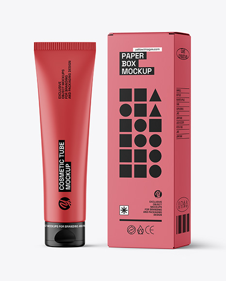 Matte Cosmetic Tube with Box Mockup - Gift box mockup