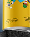 16oz Aluminium Can with Matte Finish on the Block Mockup
