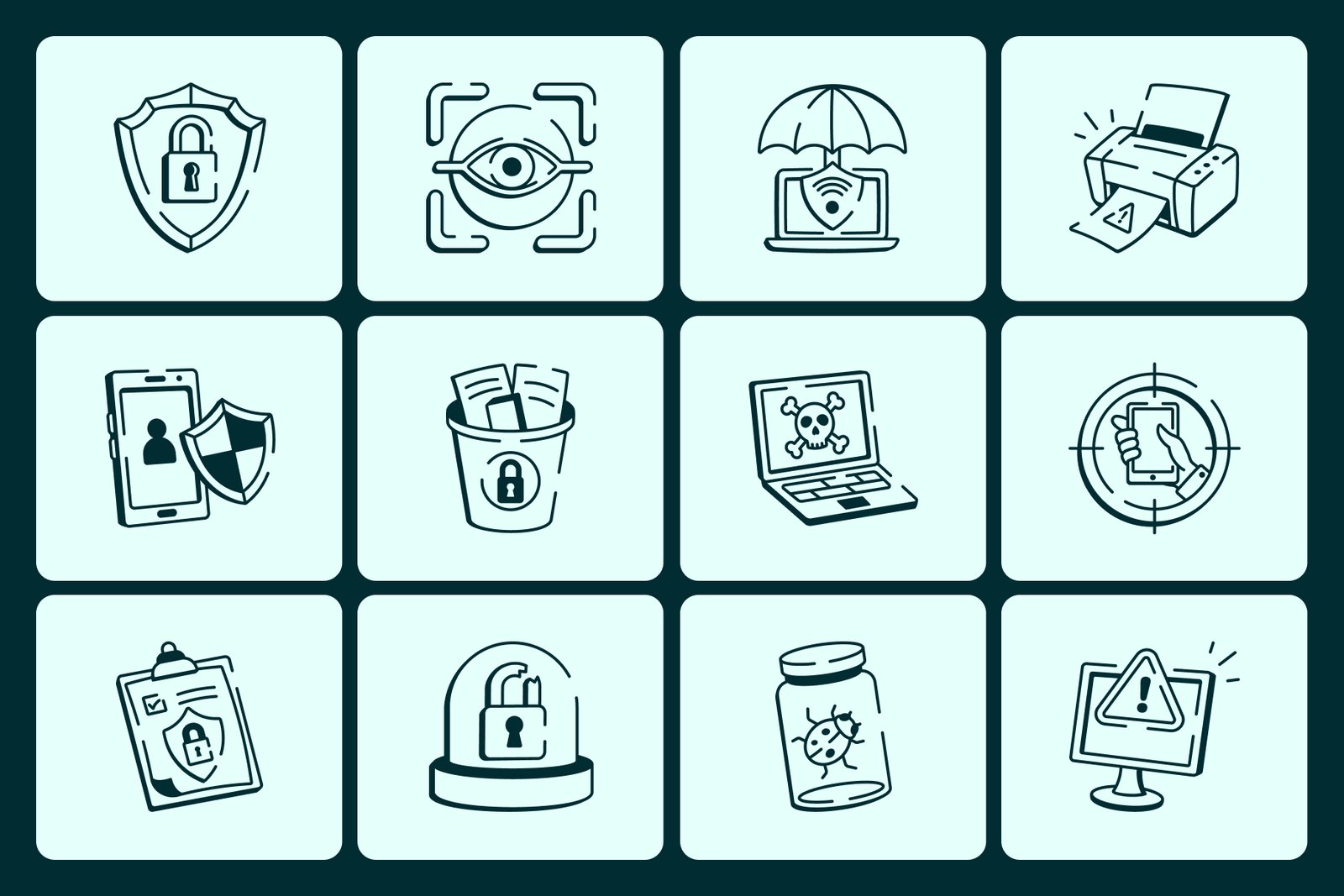 Cyber Security Doodle Icon Set