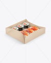 Kraft Paper Food Catering Tray with Sushi Mockup