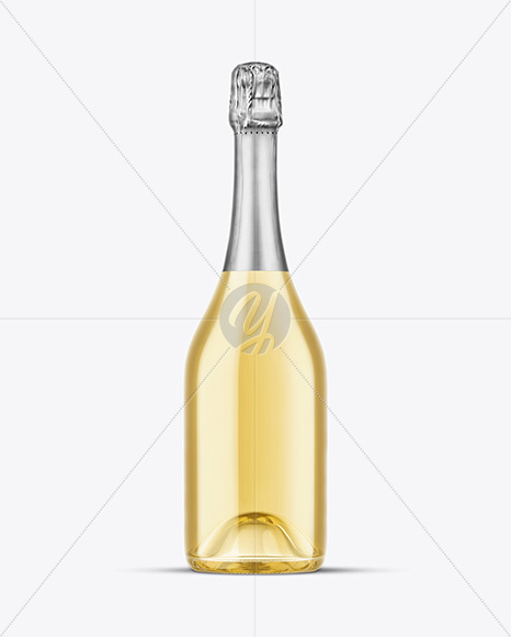 Clear Glass White Champagne Bottle Mockup