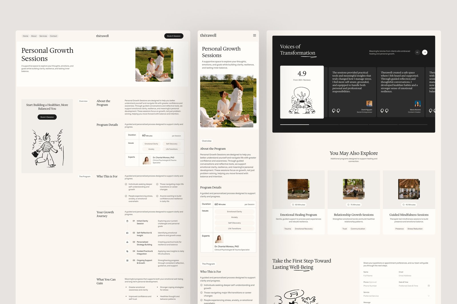 Therawell – Wellness &amp; Therapy Website UI Figma Template
