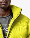 Black Man Wearing Puffer Jacket and Pants Mockup
