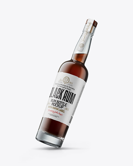 Tall Black Rum Bottle Mockup - Black bottle mockup
