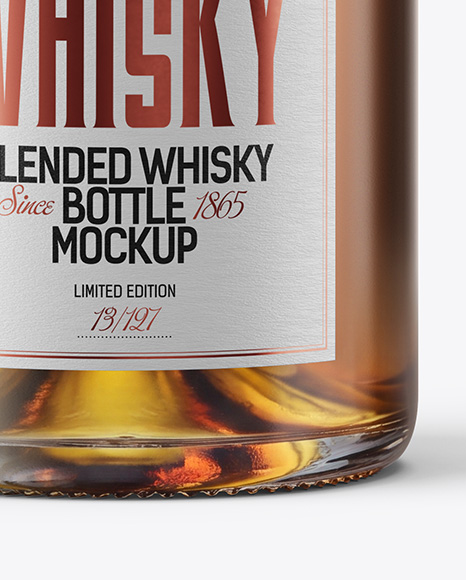 Whiskey Bottle with Wooden Cap Mockup