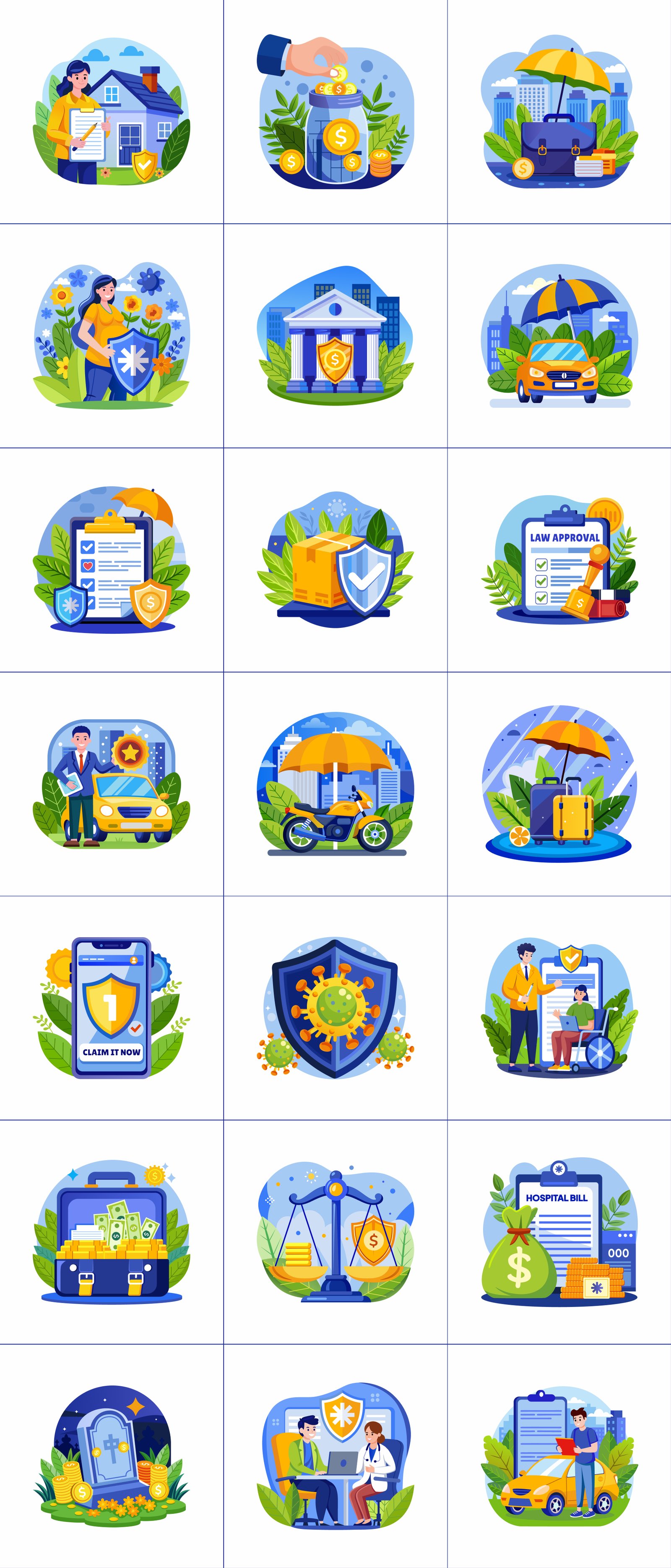 Insurance Illustration Art Set