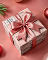 Christmas Present Box with Pink Bow Mockup