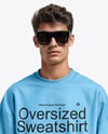 Man in Sunglasses Wearing an Oversize Sweatshirt Mockup