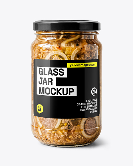 Glass Jar with Canned Stewed Meat Mockup - Metal can mockup