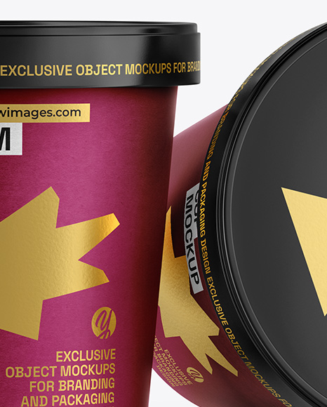 Two Kraft Paper Ice Cream Cups Mockup