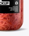 Glass Jar with Red Cabbage Sauerkraut Mockup