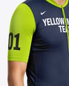 Man Wearing Cycling Jersey and Bib Shorts Mockup