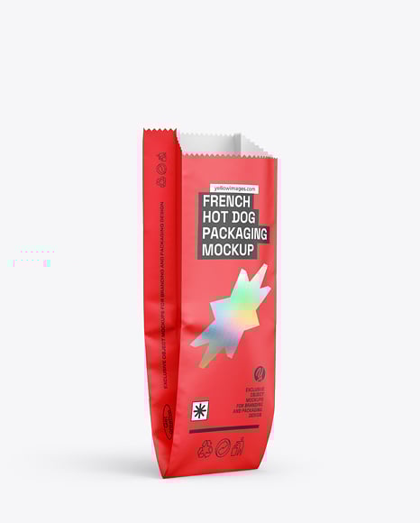 Paper Food Bag with French Hot Dog Mockup
