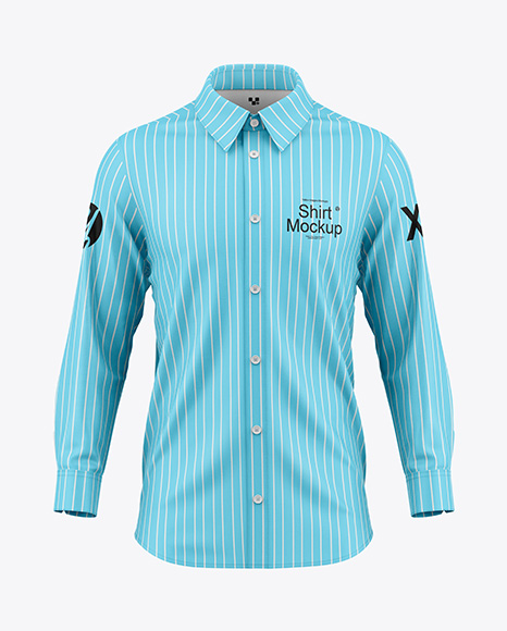 Men's Long Sleeve Shirt Mockup - Front View - Closure