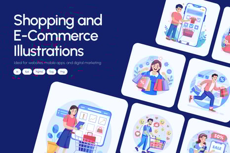 Ecommerce Shopping Illustration Set - Graphics