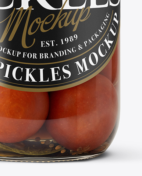 Glass Jar with Pickled Tomatoes Mockup