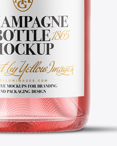 Clear Glass Pink Champagne Bottle Mockup